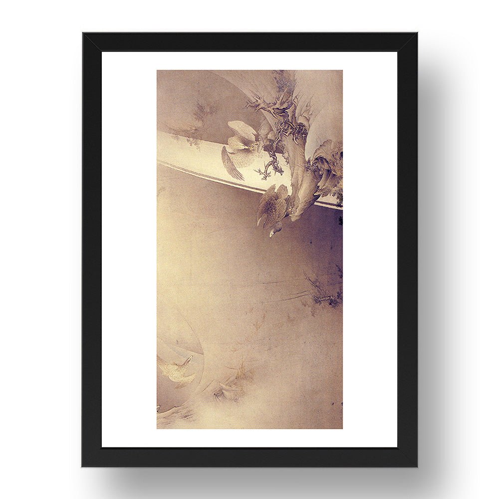 Classic Japanese Art- Eagles In A Ravine [1888], vintage artwork in A3 (17x13") Black Frame