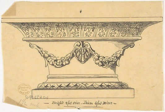 Classical pedestal 19th cent-Anonymous, British, 19th cent, vintage art, A3 (16x12") Poster Print