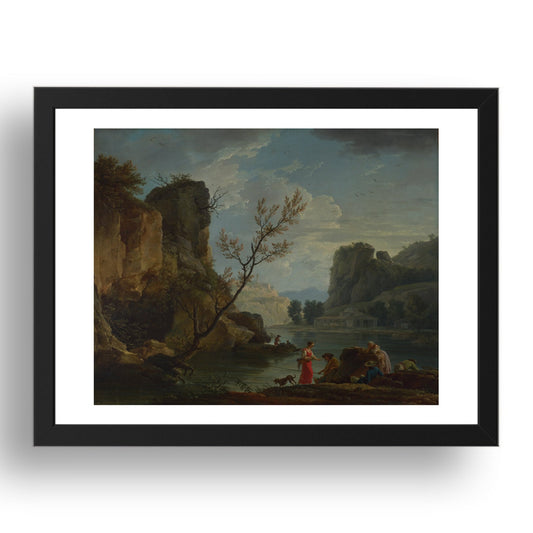 Claude Joseph Vernet: A River with Fishermen, Poster in 17x13"(A3) Frame