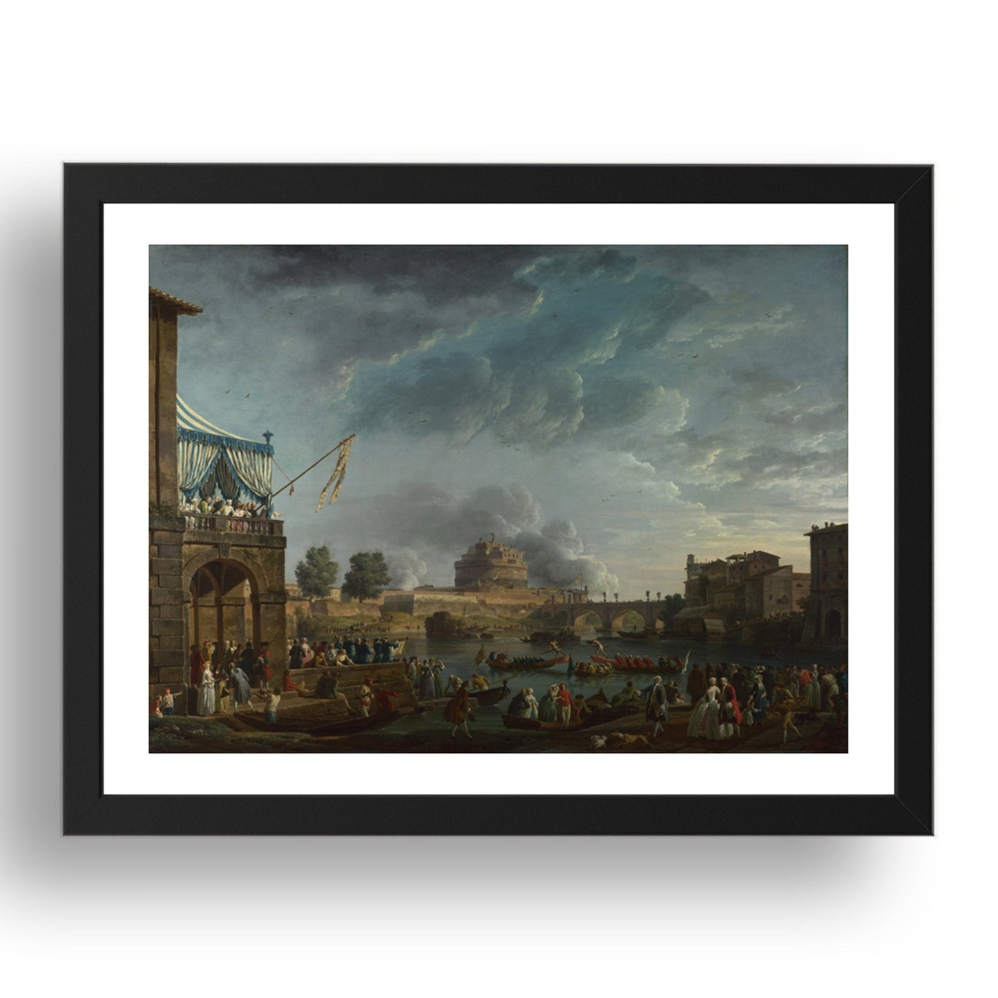 Claude Joseph Vernet: A Sporting Contest on the Tiber at Rome, Poster in 17x13"(A3) Frame