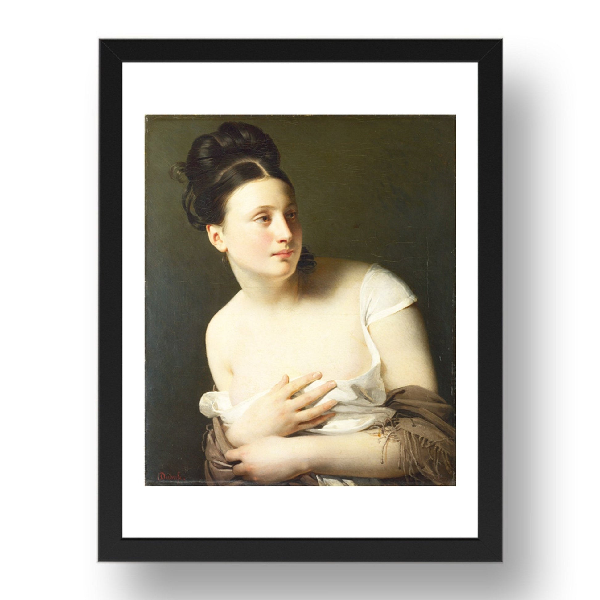 Claude Marie Dubufe: The Surprise light, Poster in 17x13"(A3) Frame