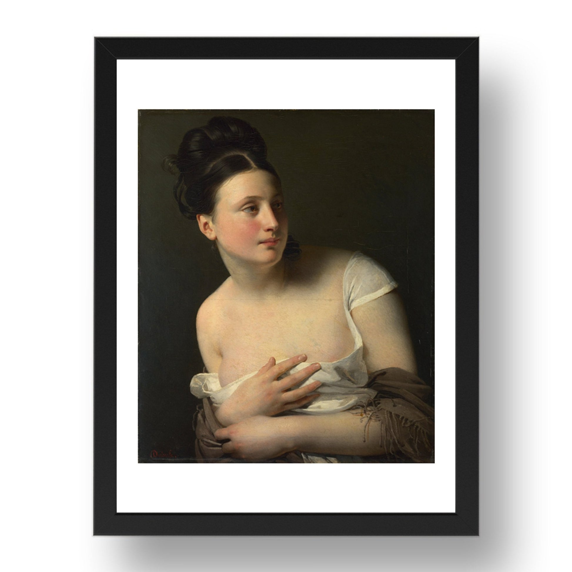 Claude Marie Dubufe: The Surprise, Poster in 17x13"(A3) Frame