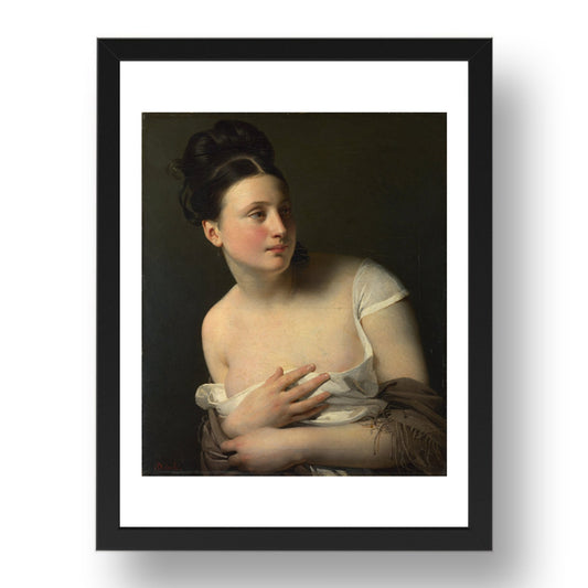Claude Marie Dubufe: The Surprise, Poster in 17x13"(A3) Frame