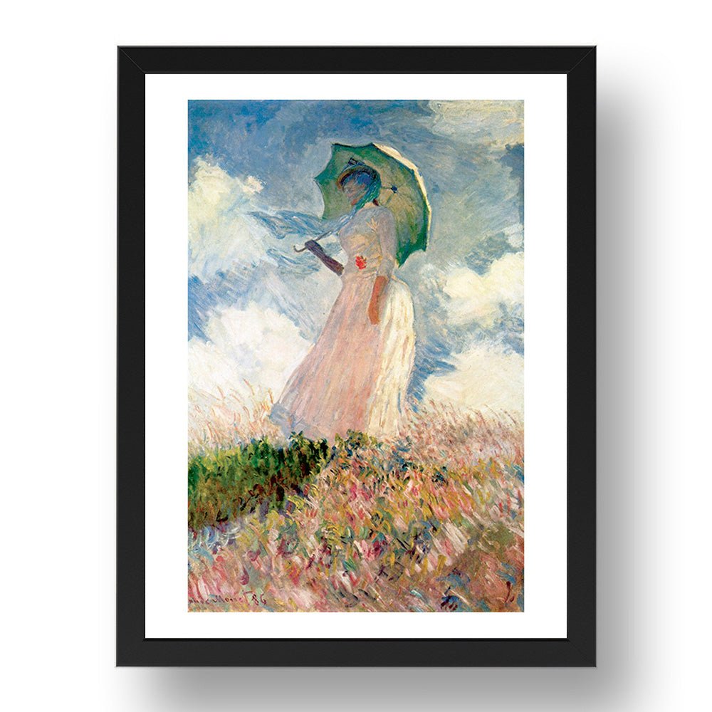 Claude Monet - Woman W Parasol, Facing Left [1886], vintage artwork in A3 (17x13") Black Frame