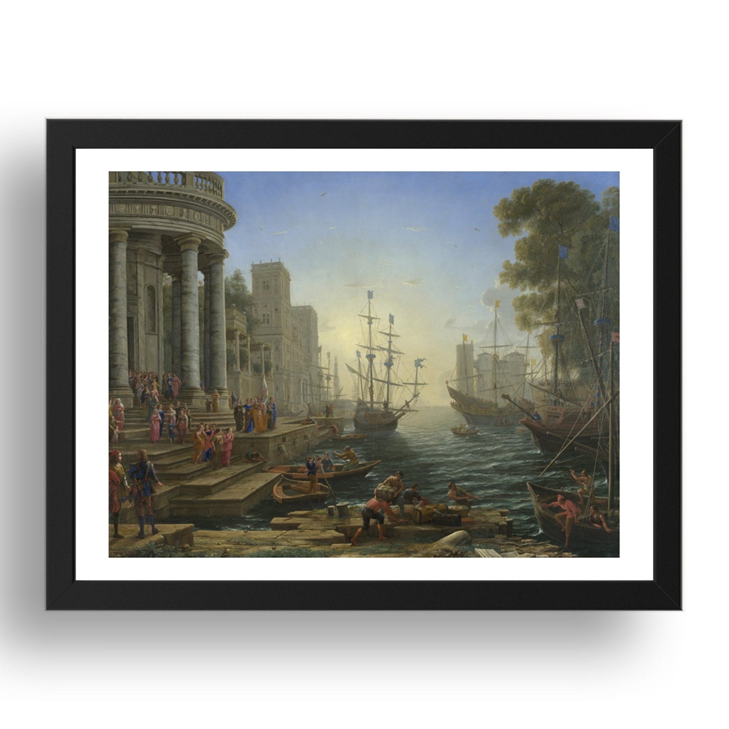 Claude: Seaport with the Embarkation of Saint Ursula, Poster in 17x13"(A3) Frame