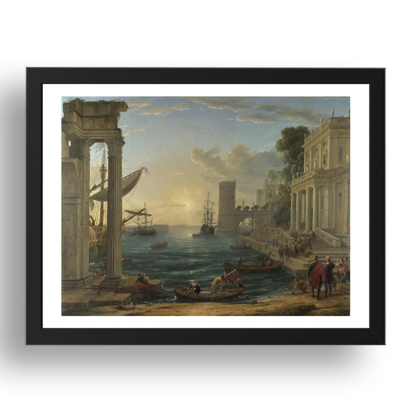 Claude: Seaport with the Embarkation of the Queen of Sheba, Poster in 17x13"(A3) Frame
