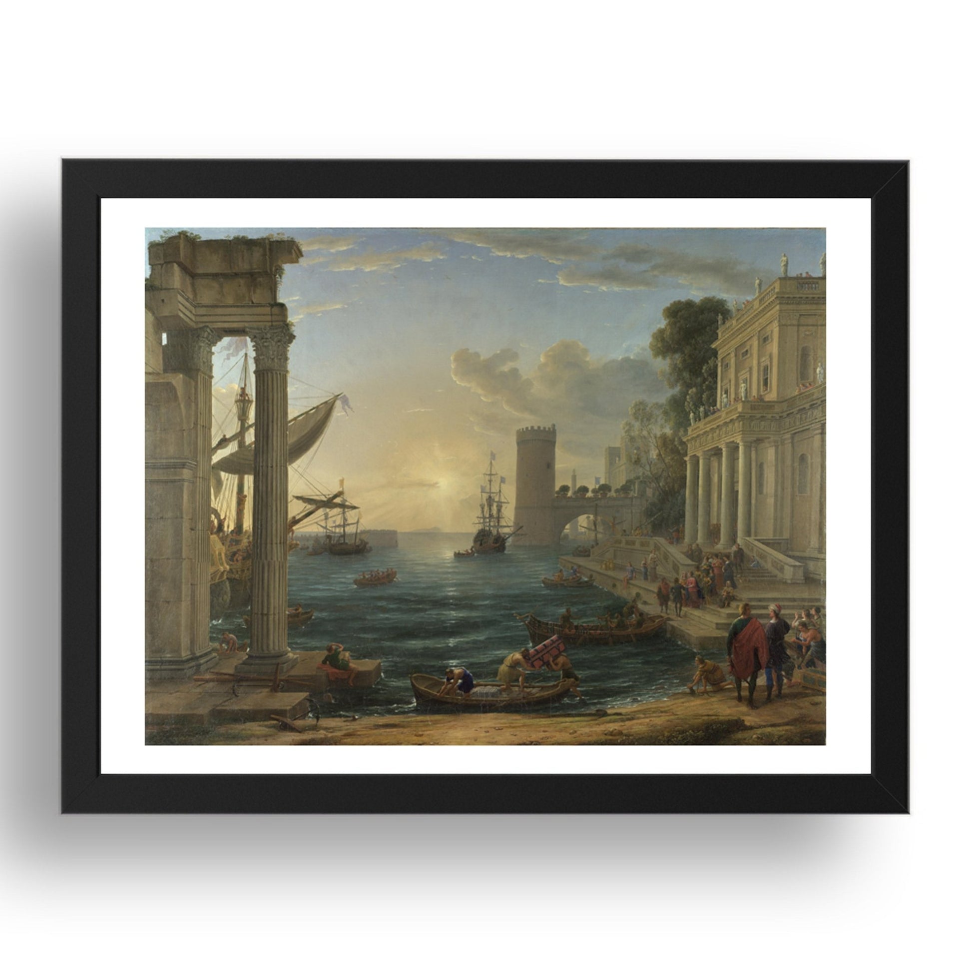Claude: Seaport with the Embarkation of the Queen of Sheba, Poster in 17x13"(A3) Frame