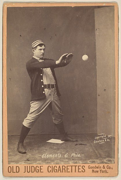 :Clements Catcher Philadelphia from the series Old Judge Cigarettes 1887, vintage artwork, 16x12"(A3) Poster Print