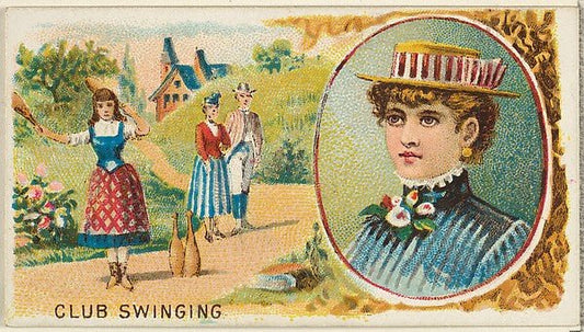 :Club Swinging from the Games and Sports series for Old Judge Cigarettes 1889, vintage artwork, 16x12"(A3) Poster Print