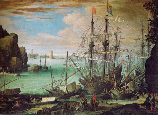 Coastal Landscape with a Harbour, vintage artwork by Paul Bril, A3 (16x12") Poster Print