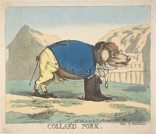 Collar'd Pork July 25, 1800-Thomas Rowlandson , vintage art, A3 (16x12") Poster Print