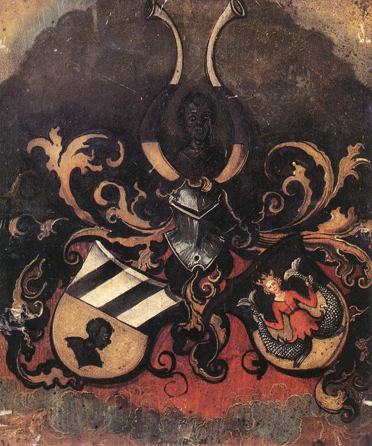 Combined Coat-of-Arms of the Tucher and Rieter Families, vintage artwork by Albrecht Dürer, A3 (16x12") Poster Print