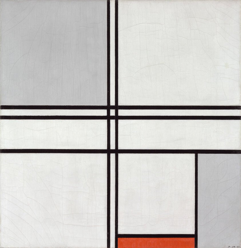 Composition (No. 1) Gray-Red by  Piet Mondrian, 23x16"( A2 size) Poster Print