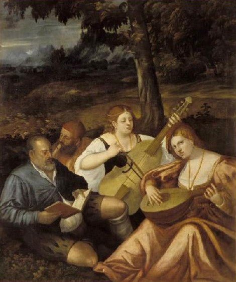 Concert champêtre, vintage artwork by Attributed to Giovanni Cariani, A3 (16x12") Poster Print