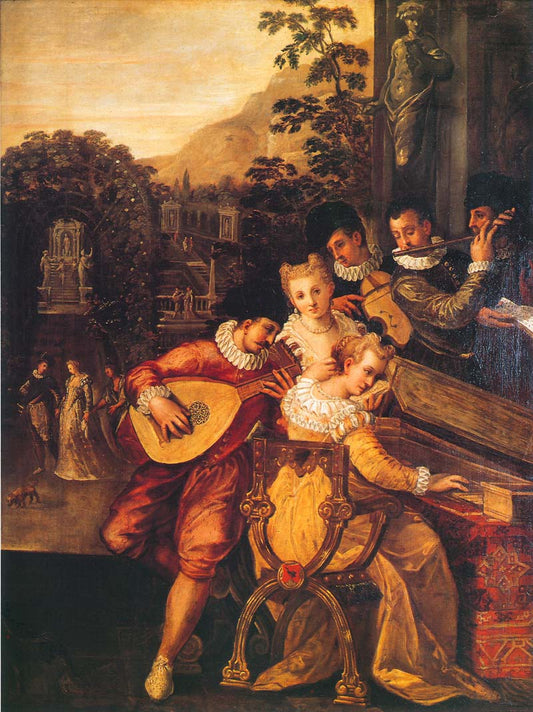 Concert in a villa courtyard, vintage artwork by Lodewijk Toeput, 12x8" (A4) Poster