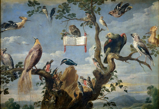 Concert of Birds (II), vintage artwork by Frans Snyders, 12x8" (A4) Poster