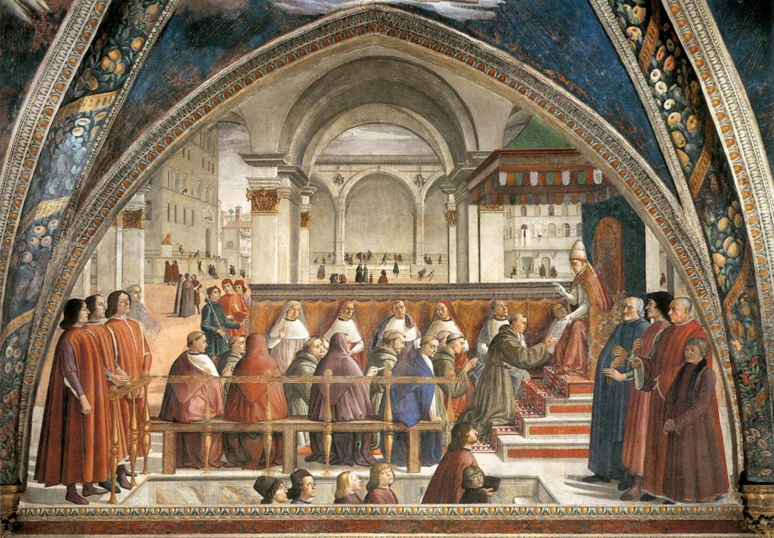 Confirmation of Franciscan Rule from the Sassetti Chapel, vintage artwork by Domenico Ghirlandaio, A3 (16x12") Poster Print