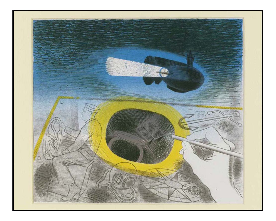 conning tower 1941, HMS Dolphin Submarine, WW2by Eric Ravilious, vintage art, A3 (16x12") Poster Print