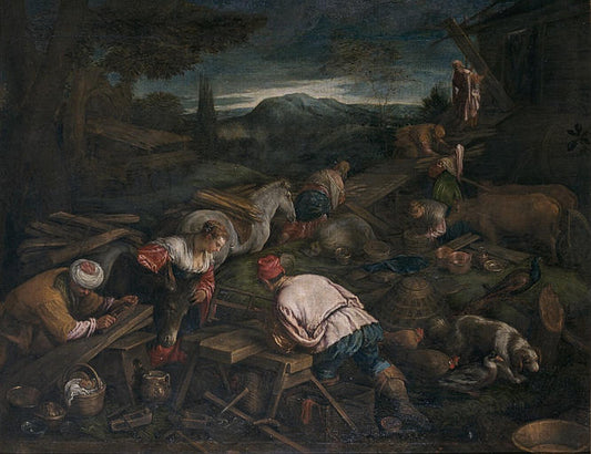 Construction of an Arch, vintage artwork by Attributed to Francesco Bassano  the Younger, 12x8" (A4) Poster
