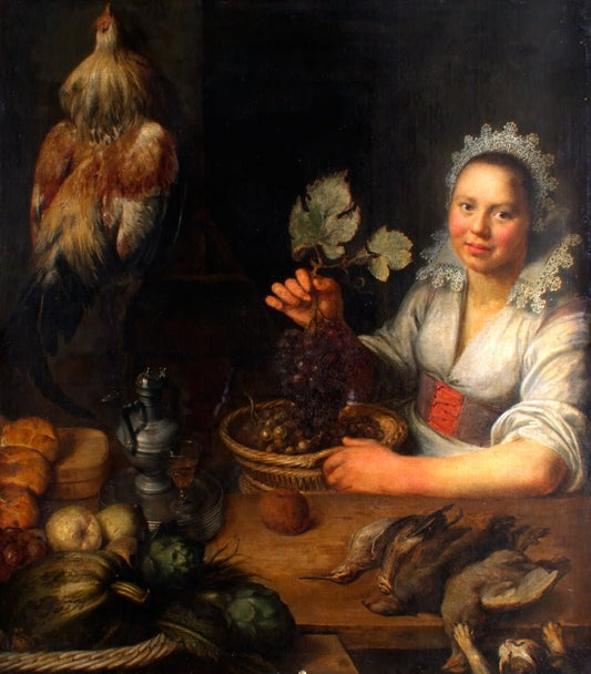 Cooking, vintage artwork by Jeremias van Winghe, 12x8" (A4) Poster
