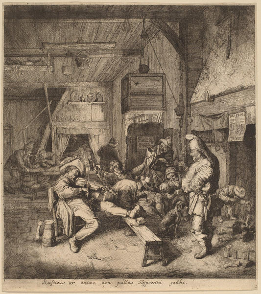 Cornelis Dusart:Violin Player Seated in a Tavern,16x12"(A3) Poster