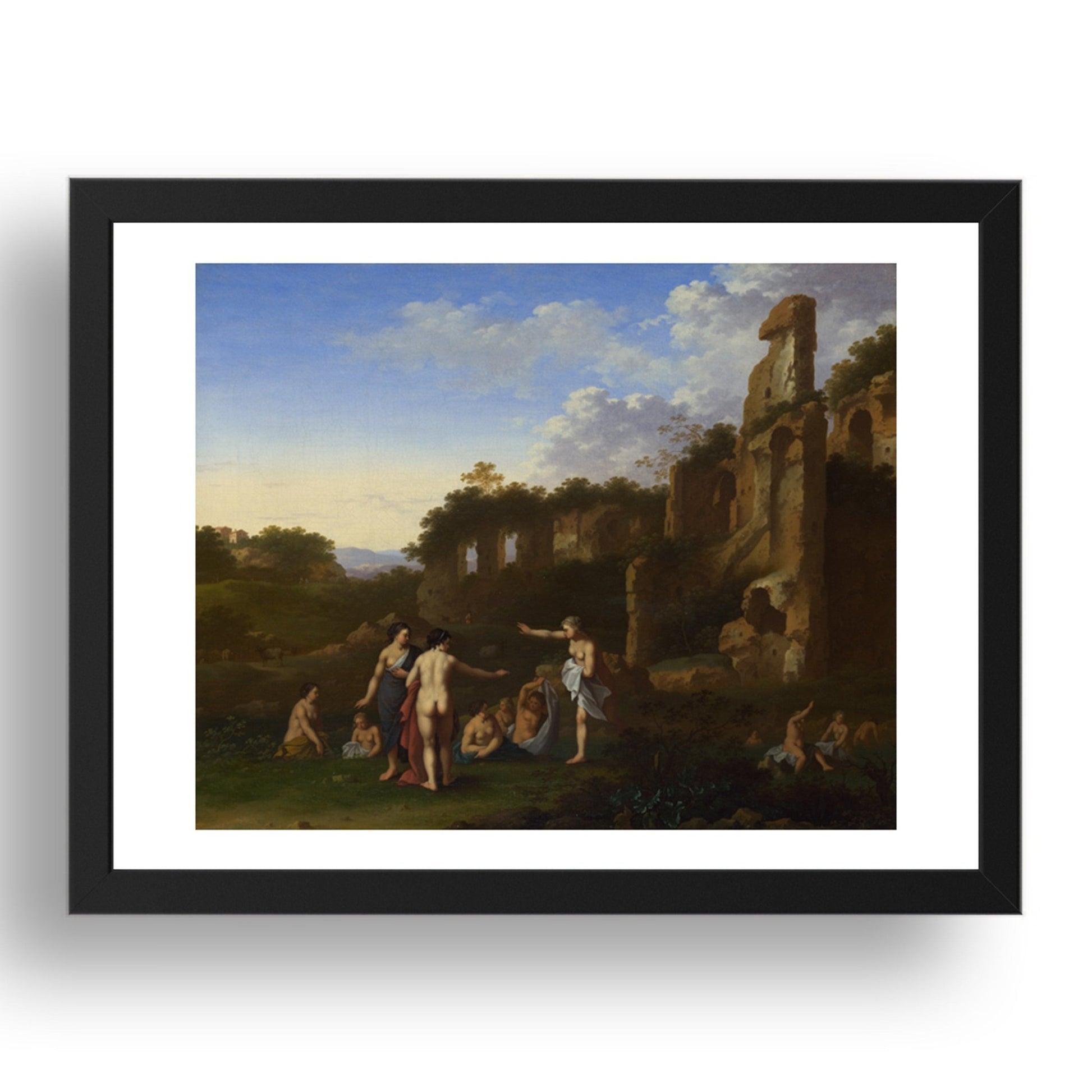 Cornelis van Poelenburgh: Women bathing in a Landscape, Poster in 17x13"(A3) Frame