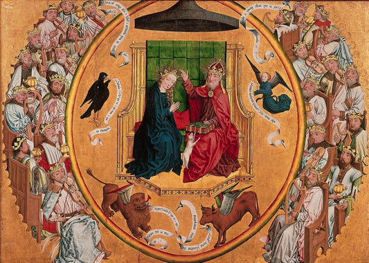 Coronation of Mary with the Twenty-Four Elders, vintage artwork by German School 15th Century - Unknown, A3 (16x12") Poster Print