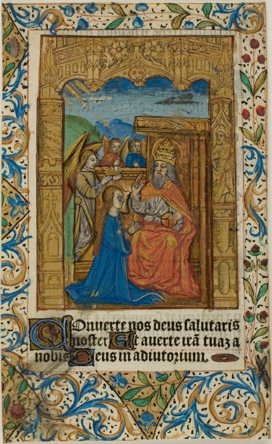 Coronation of the Virgin with Decorative Border from a Prayerbook by  European,23x16"( A2 size ) Poster Print
