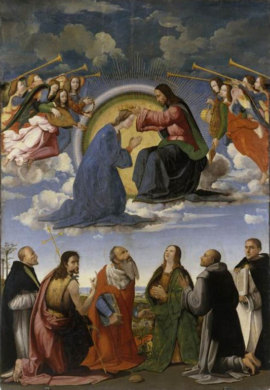 Coronation of the Virgin with Six Saints, vintage artwork by Ridolfo Ghirlandaio, A3 (16x12") Poster Print