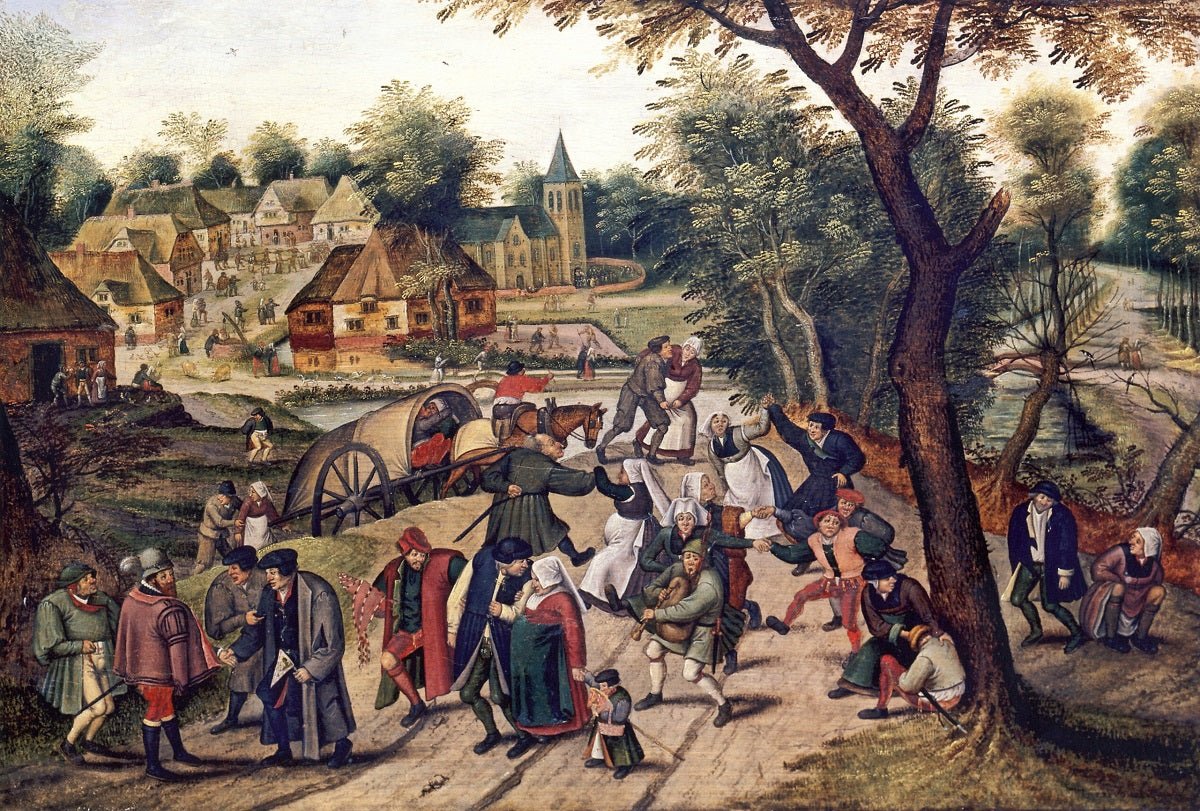 Country Dancing in a Village, vintage artwork by Pieter Brueghel the Younger, A3 (16x12") Poster Print