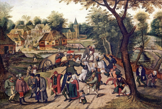 Country Dancing in a Village, vintage artwork by Pieter Brueghel the Younger, A3 (16x12") Poster Print