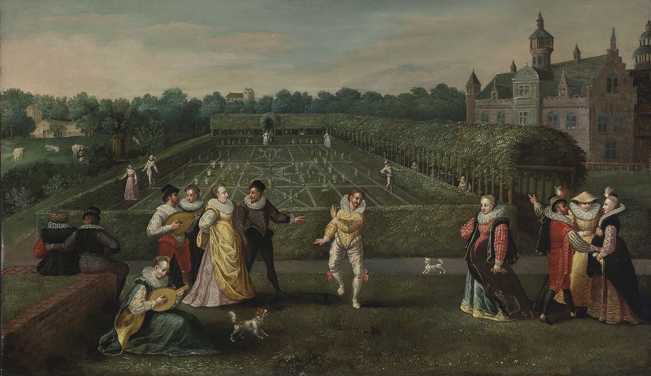 Courtiers Strolling In a Garden, vintage artwork by Hieronymus Francken I, A3 (16x12") Poster Print