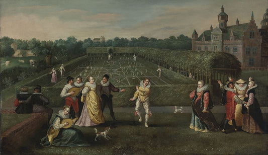 Courtiers Strolling In a Garden, vintage artwork by Hieronymus Francken I, A3 (16x12") Poster Print