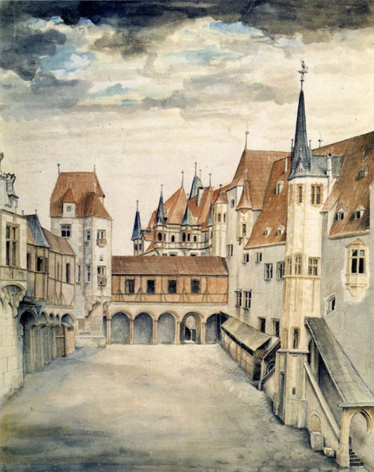 Couryard of the Former Castle in Innsbruck (with Clouds), vintage artwork by Albrecht Dürer, A3 (16x12") Poster Print