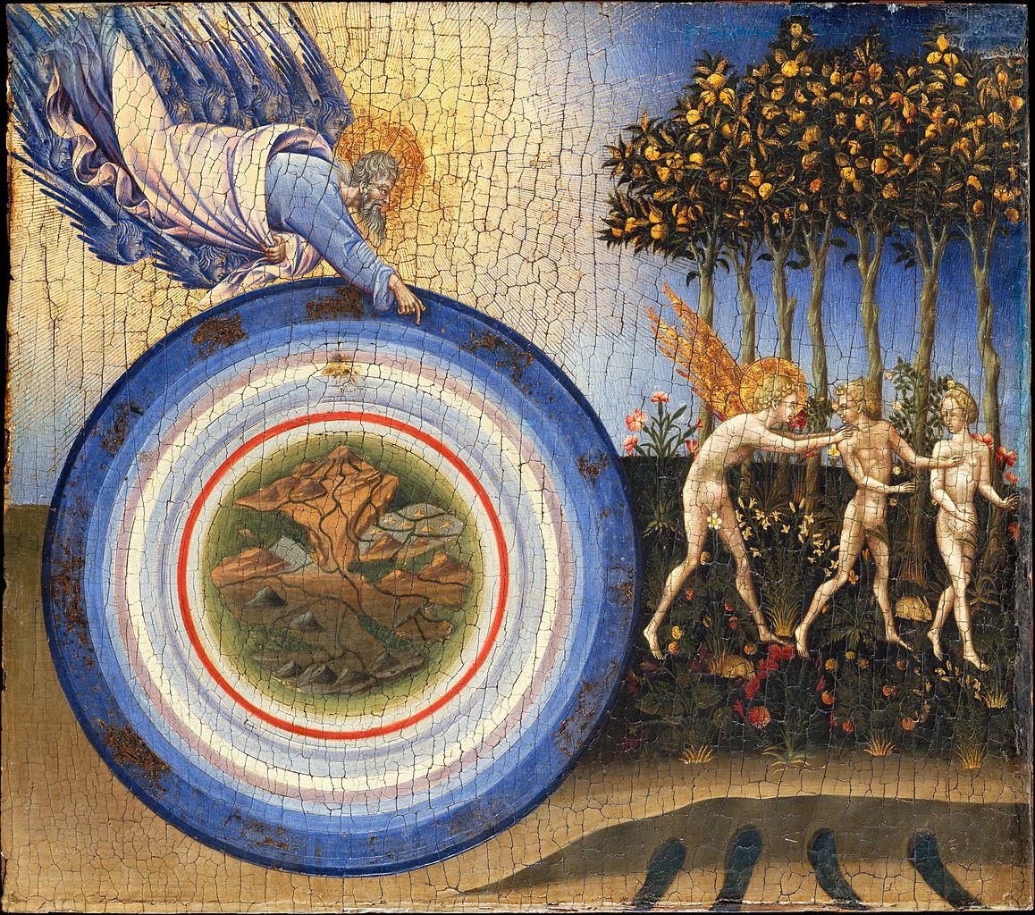 Creation and the Expulsion from the Paradise, vintage artwork by Giovanni di Paolo, A3 (16x12") Poster Print