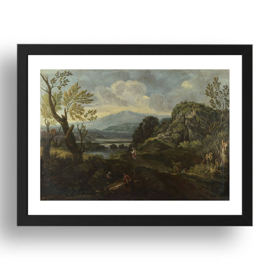 Crescenzio Onofri: Landscape with Figures, Poster in 17x13"(A3) Frame