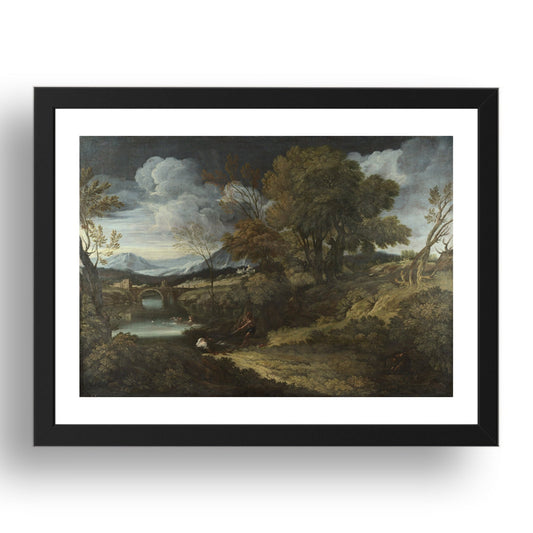 Crescenzio Onofri: Landscape with Fishermen, Poster in 17x13"(A3) Frame