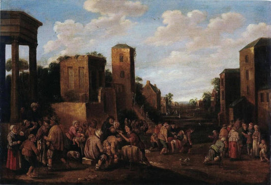 Cripples Seeking the Health, vintage artwork by Joost Cornelisz. Droochsloot, 12x8" (A4) Poster