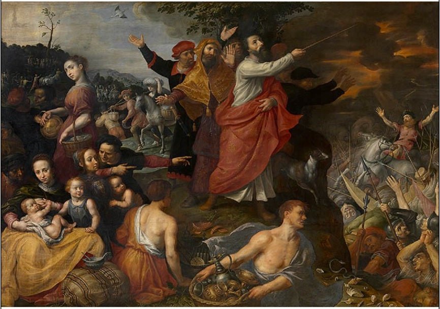 Crossing of the Red Sea, vintage artwork by Maarten Pepyn, 12x8" (A4) Poster