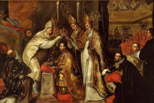 Crowning of Emeror Charles V in Boulogne, vintage artwork by Gaspard de Crayer, 12x8" (A4) Poster