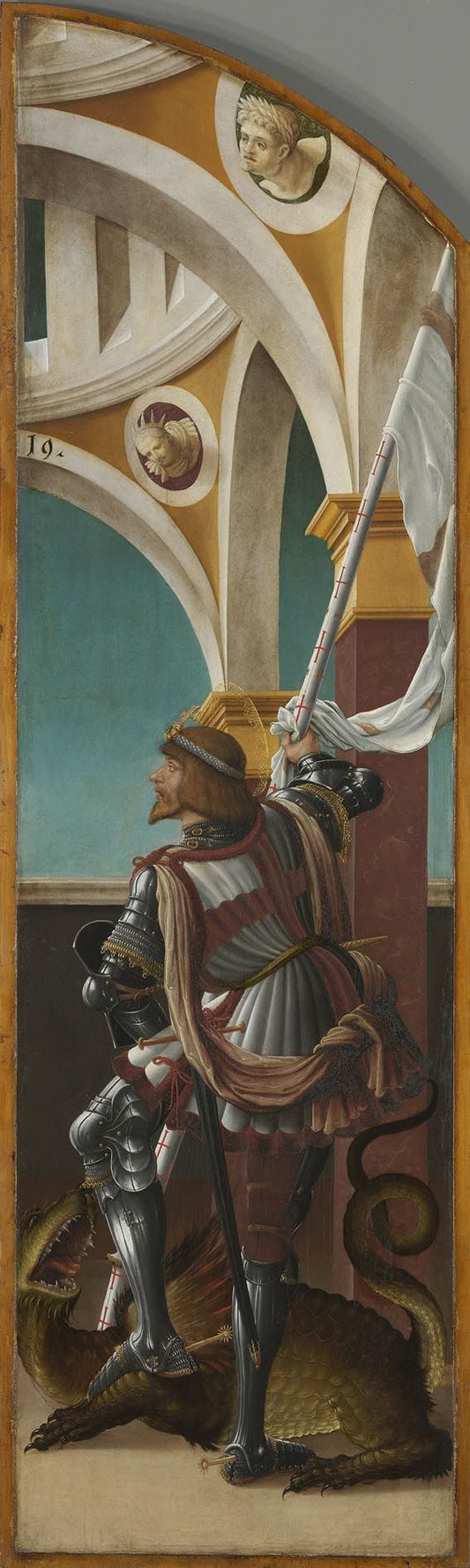 Crucifixion Altar, right wing:  Saint George, vintage artwork by Hans Burgkmair, A3 (16x12") Poster Print