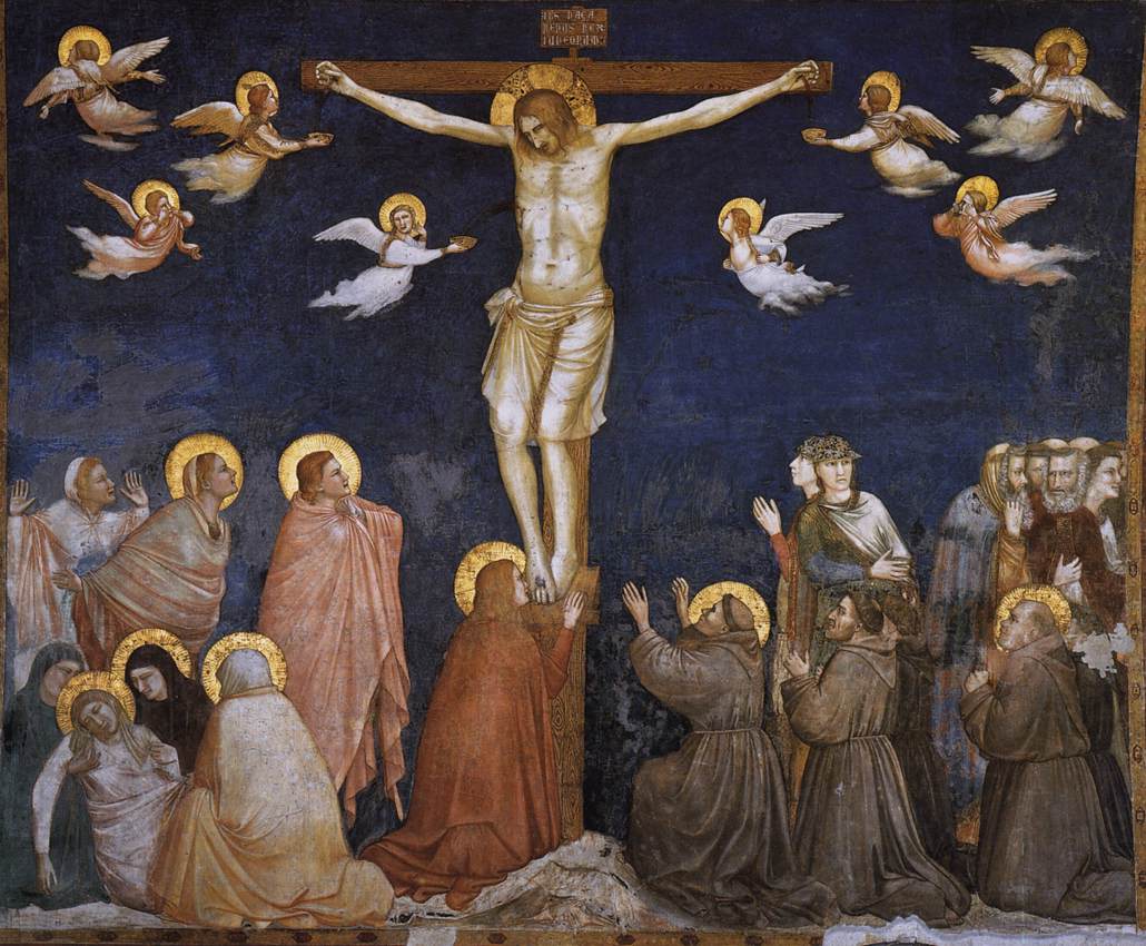 Crucifixion (North transept, Lower Church, San Francesco, Assisi), vintage artwork by Giotto, 12x8" (A4) Poster
