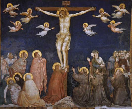 Crucifixion (North transept, Lower Church, San Francesco, Assisi), vintage artwork by Giotto, 12x8" (A4) Poster