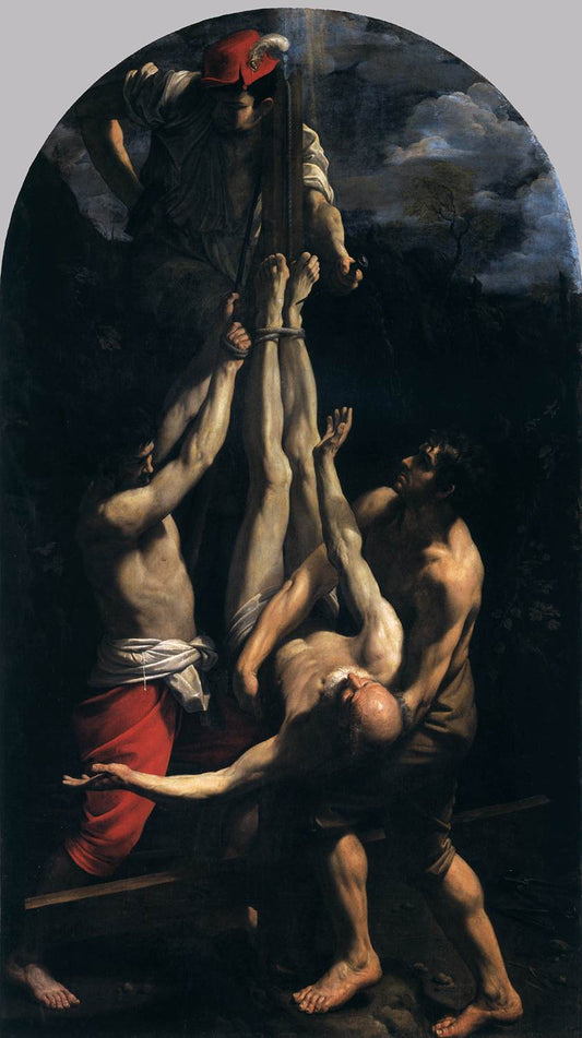 Crucifixion of Saint Peter, vintage artwork by Guido Reni, 12x8" (A4) Poster