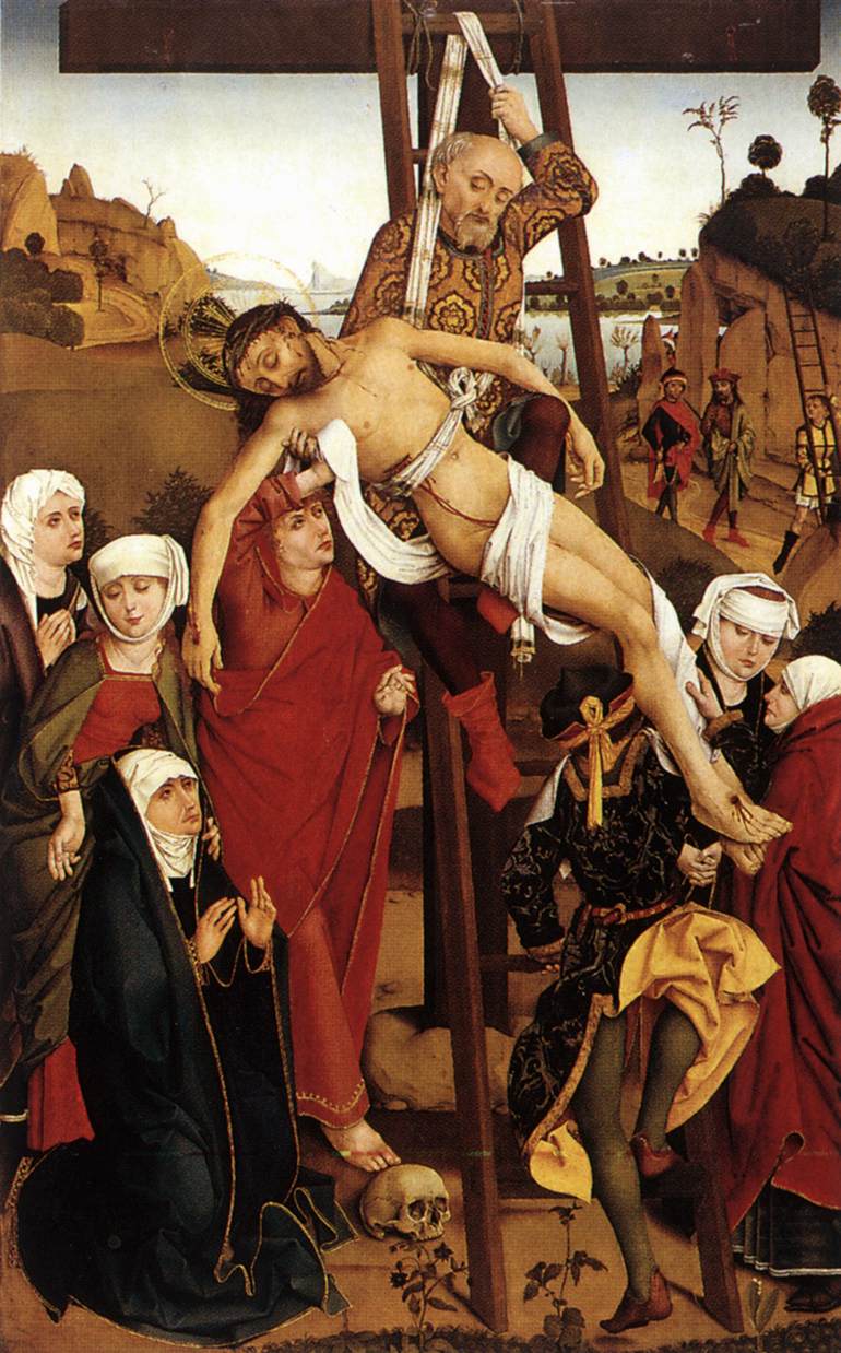 Crucifixion of the Hof Altarpiece, vintage artwork by Hans Pleydenwurff, A3 (16x12") Poster Print