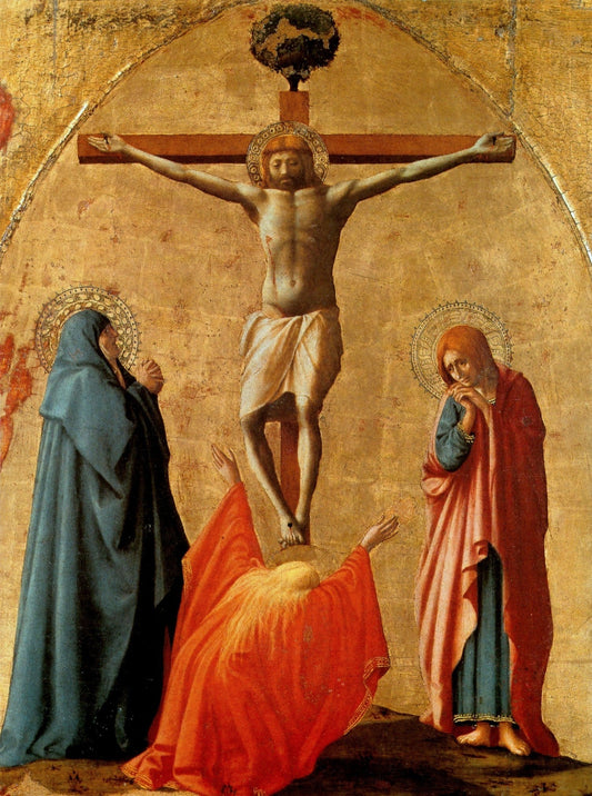 Crucifixion (Pediment of the Pisa Polyptych), vintage artwork by Masaccio, A3 (16x12") Poster Print