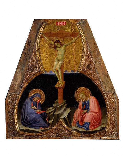 Crucifixion with the Virgin and Saint John, vintage artwork by Barnaba da Modena, A3 (16x12") Poster Print