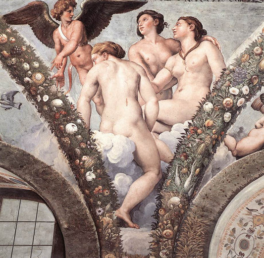 Cupid and the Three Graces, vintage artwork by Raphael, A3 (16x12") Poster Print