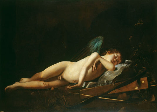 Cupid Sleeping, vintage artwork by Giovanni Battista Caracciolo, 12x8" (A4) Poster