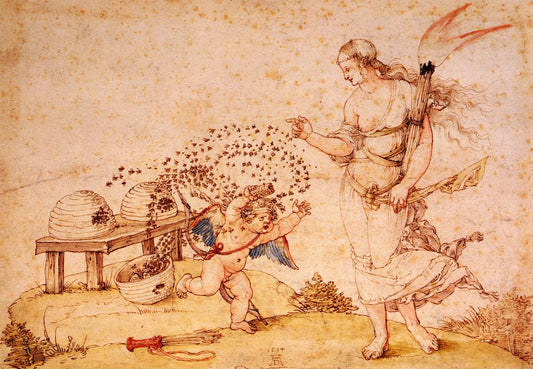 Cupid the Honey Thief, vintage artwork by Albrecht Dürer, A3 (16x12") Poster Print
